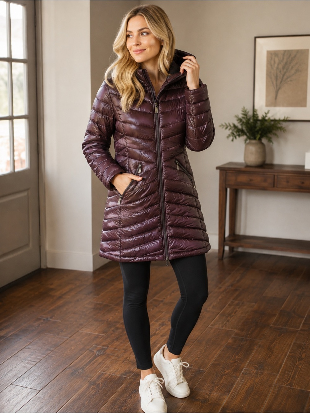 Calvin Klein Quilted Hooded Puffer Coat size XS